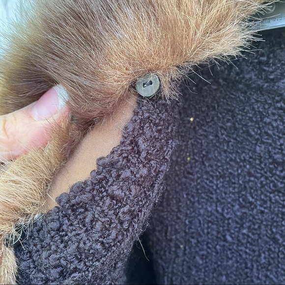 Intuitions black cardigan faux fur M vintage style - Picture 6 of 6